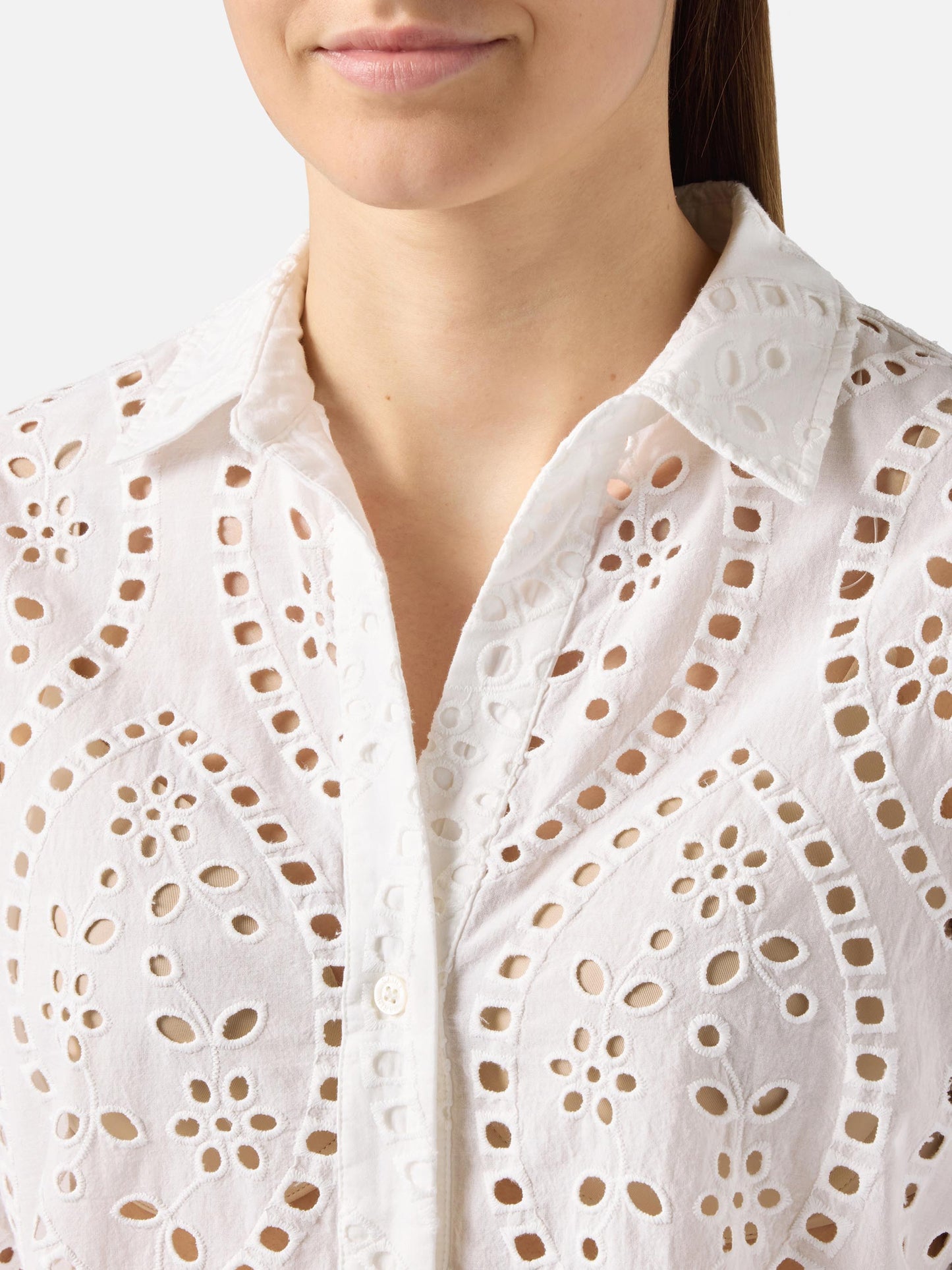 Chemise Cristal en coton blanc broderie anglaise 