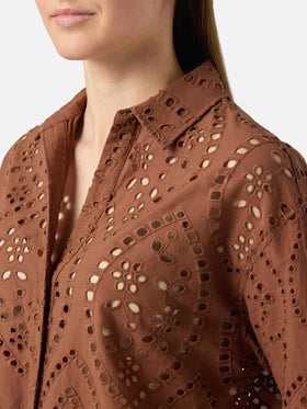 Brown broderie anglaise cotton Cristal shirt