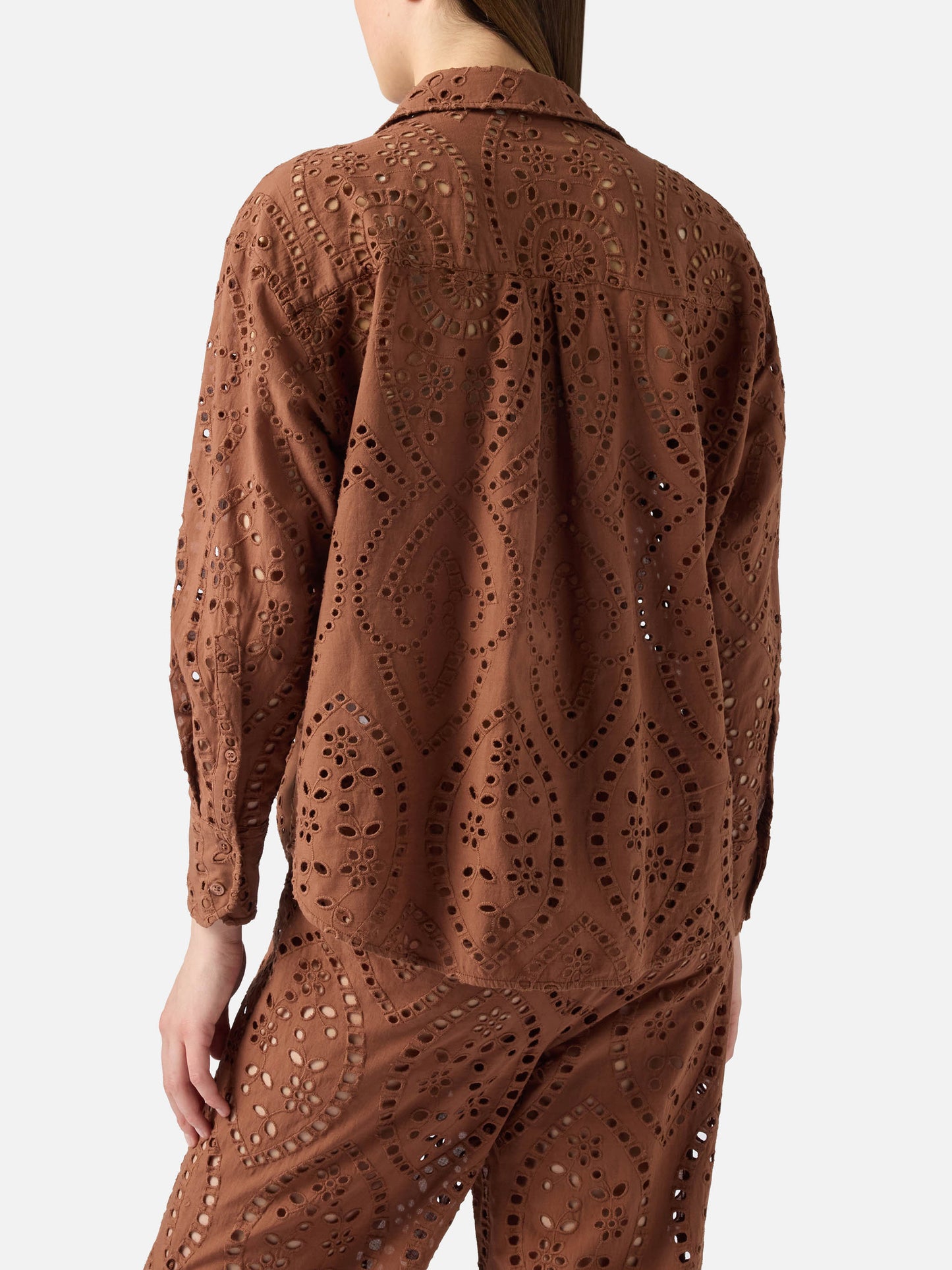 Brown broderie anglaise cotton Cristal shirt