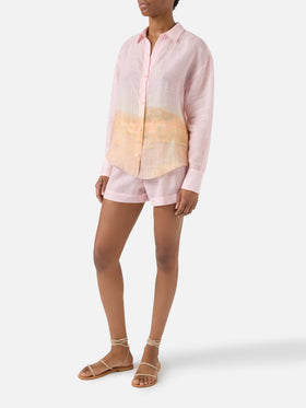 Cristal ramie shirt with sunset print