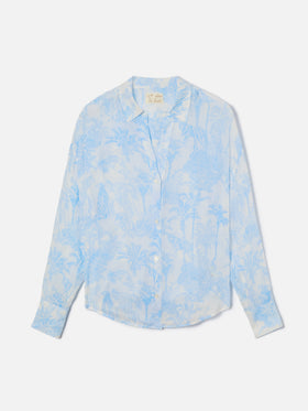Chemise Cristal en ramie avec imprimé toile de jouy bleu clair 