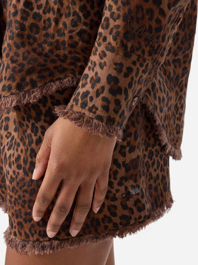 Camicia Cristal in lino con stampa leopardata