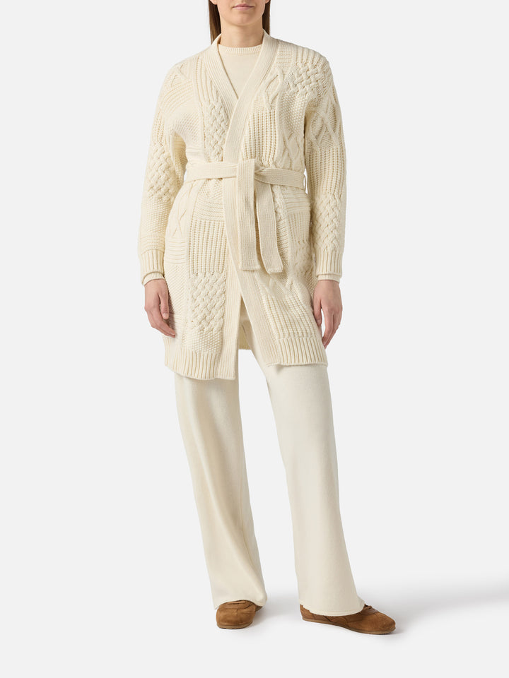 Maxi cardigan Daba with embroidery and belt