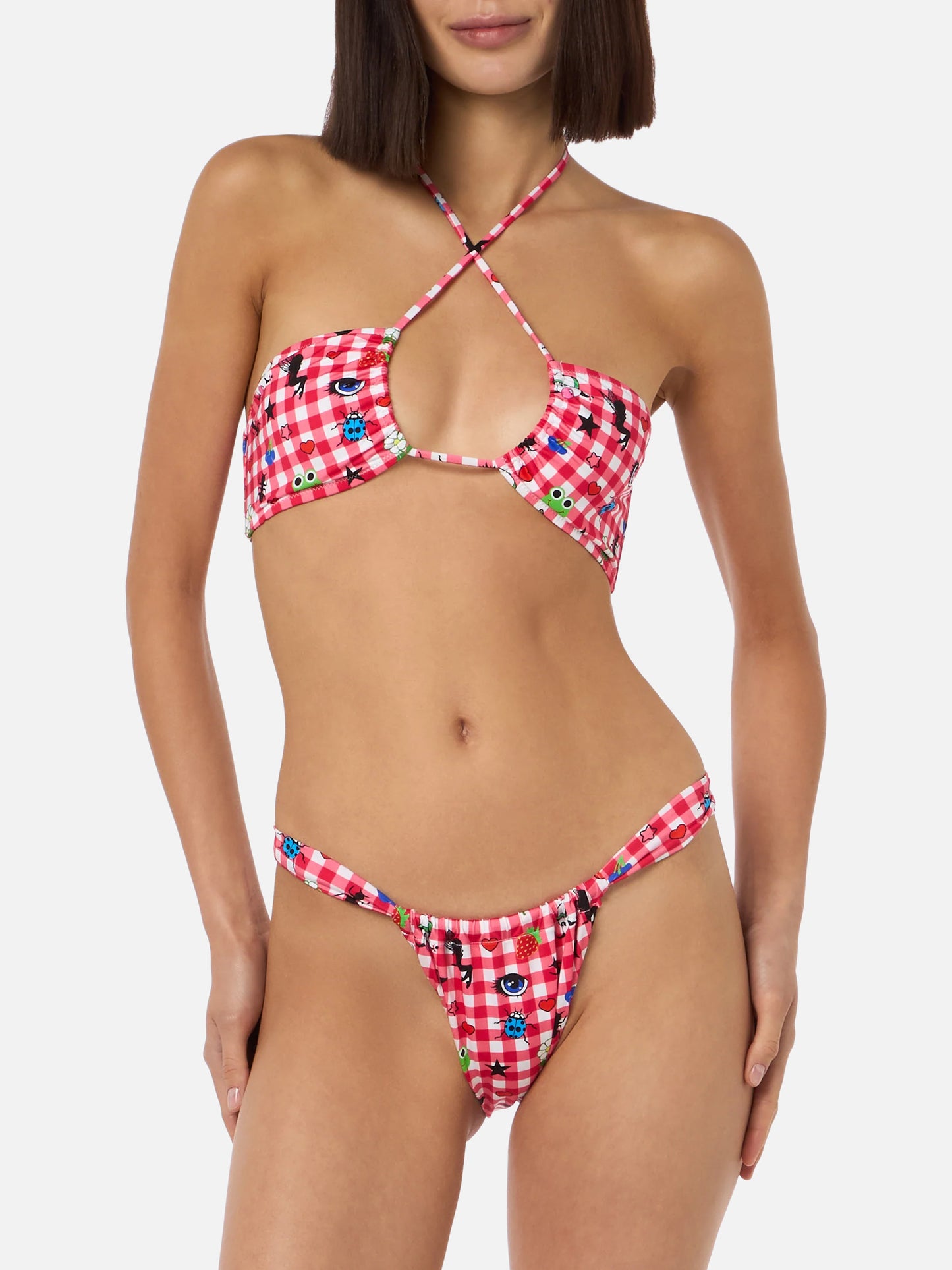 Women beandeau bikini Dahelle with gingham and fancy print | BEEPY BELLA SPECIAL EDITION