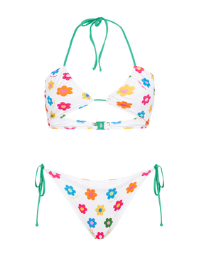 Bandeau-Bikini für Damen mit Gänseblümchen-Print