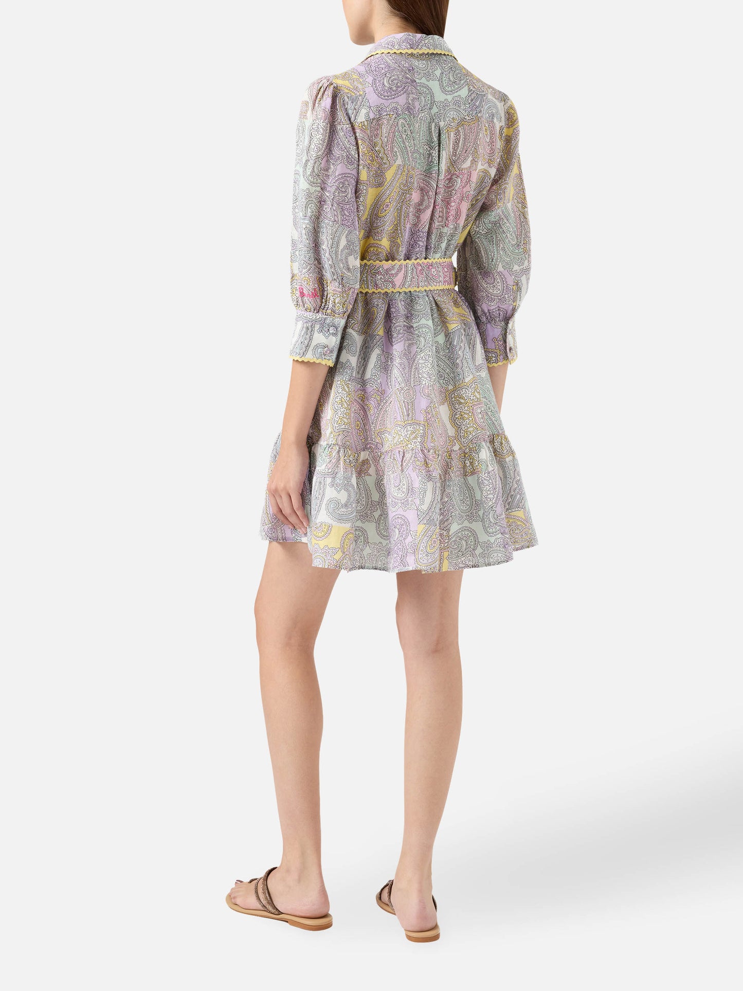 Short dress Daisi Linen with paisley print