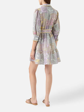 Short dress Daisi Linen with paisley print