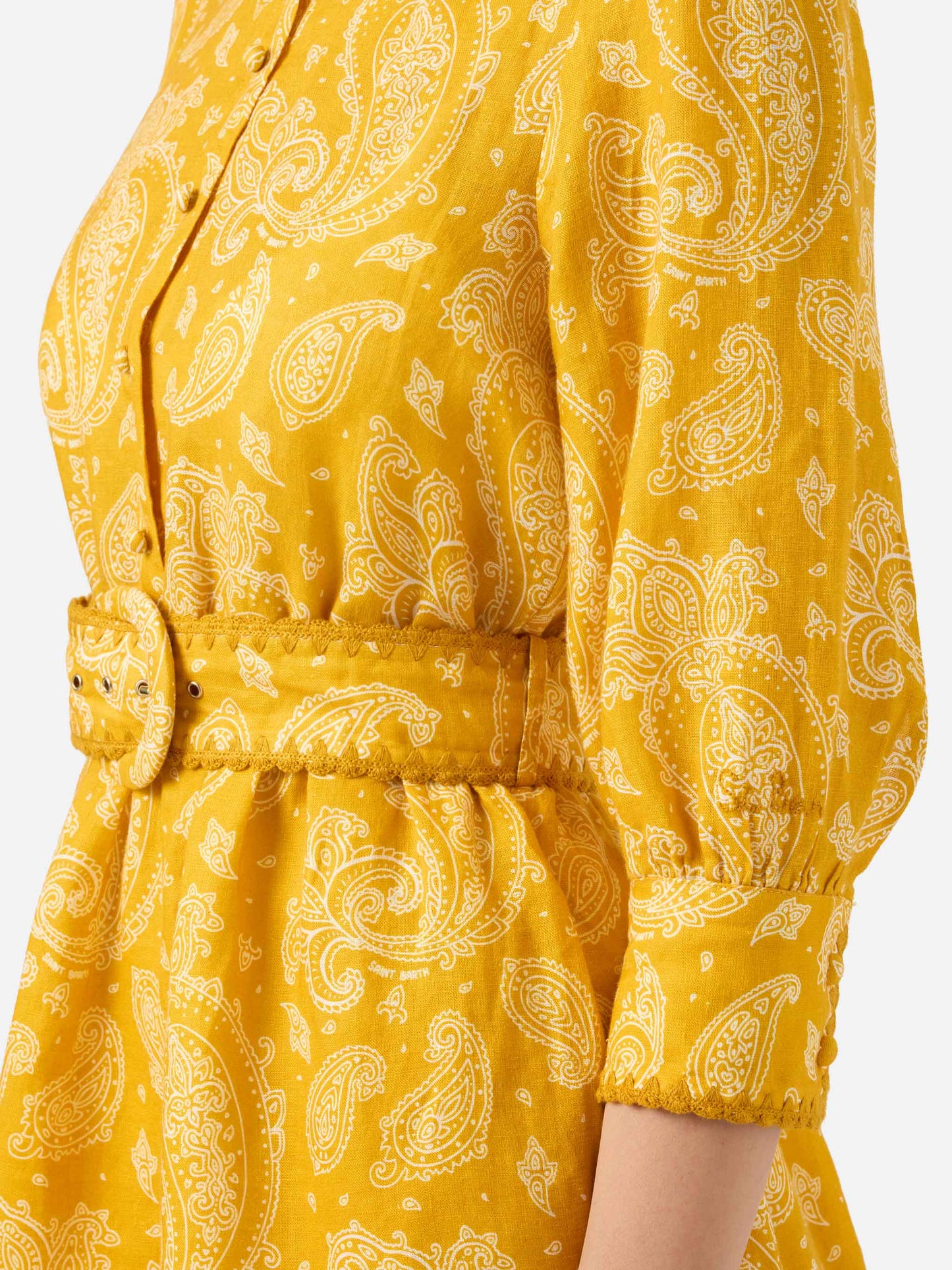 Kurzes Leinenkleid Daisi mit Paisley-Print