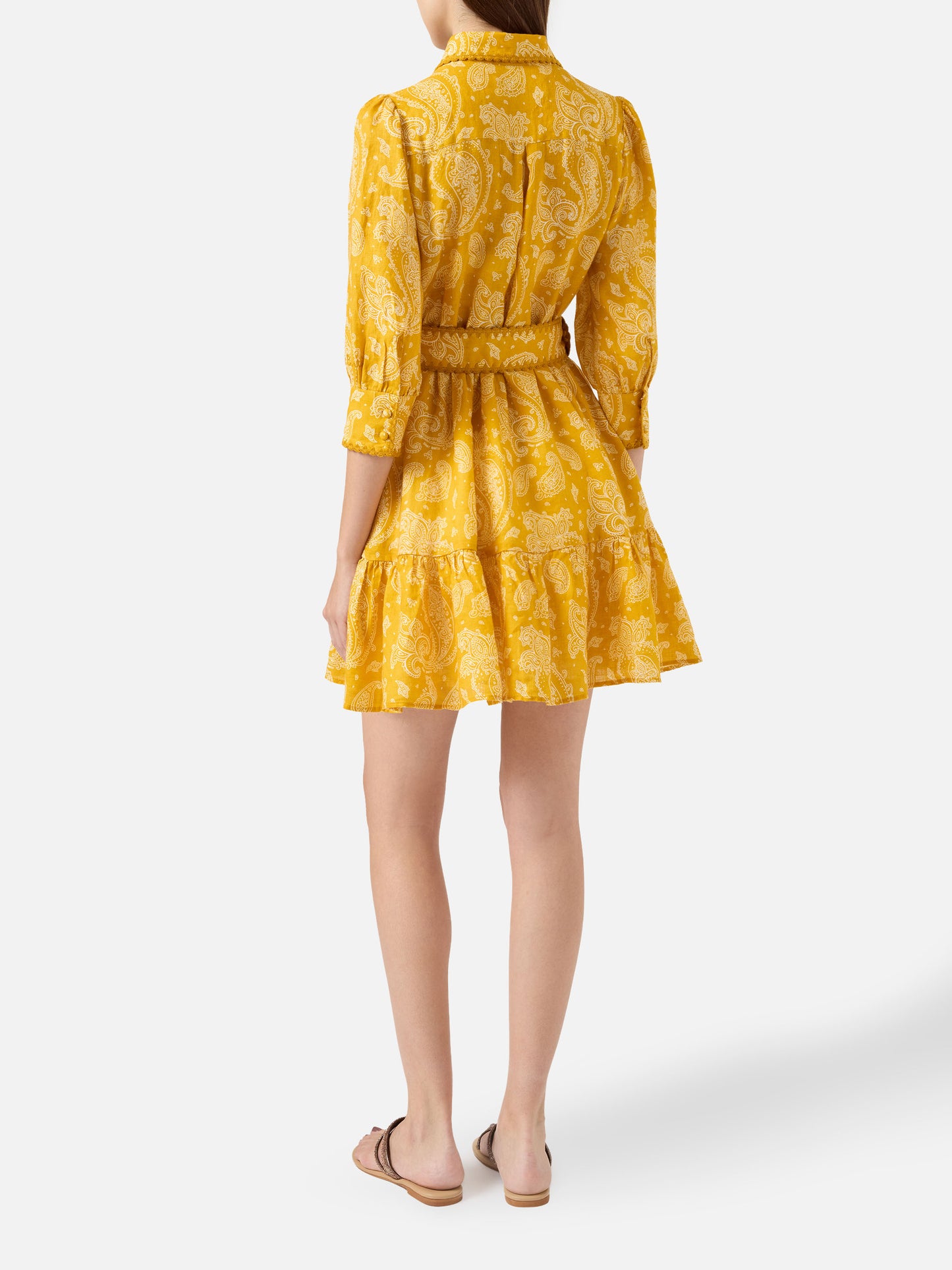 Kurzes Leinenkleid Daisi mit Paisley-Print