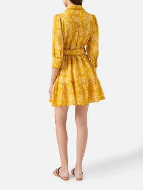 Kurzes Leinenkleid Daisi mit Paisley-Print