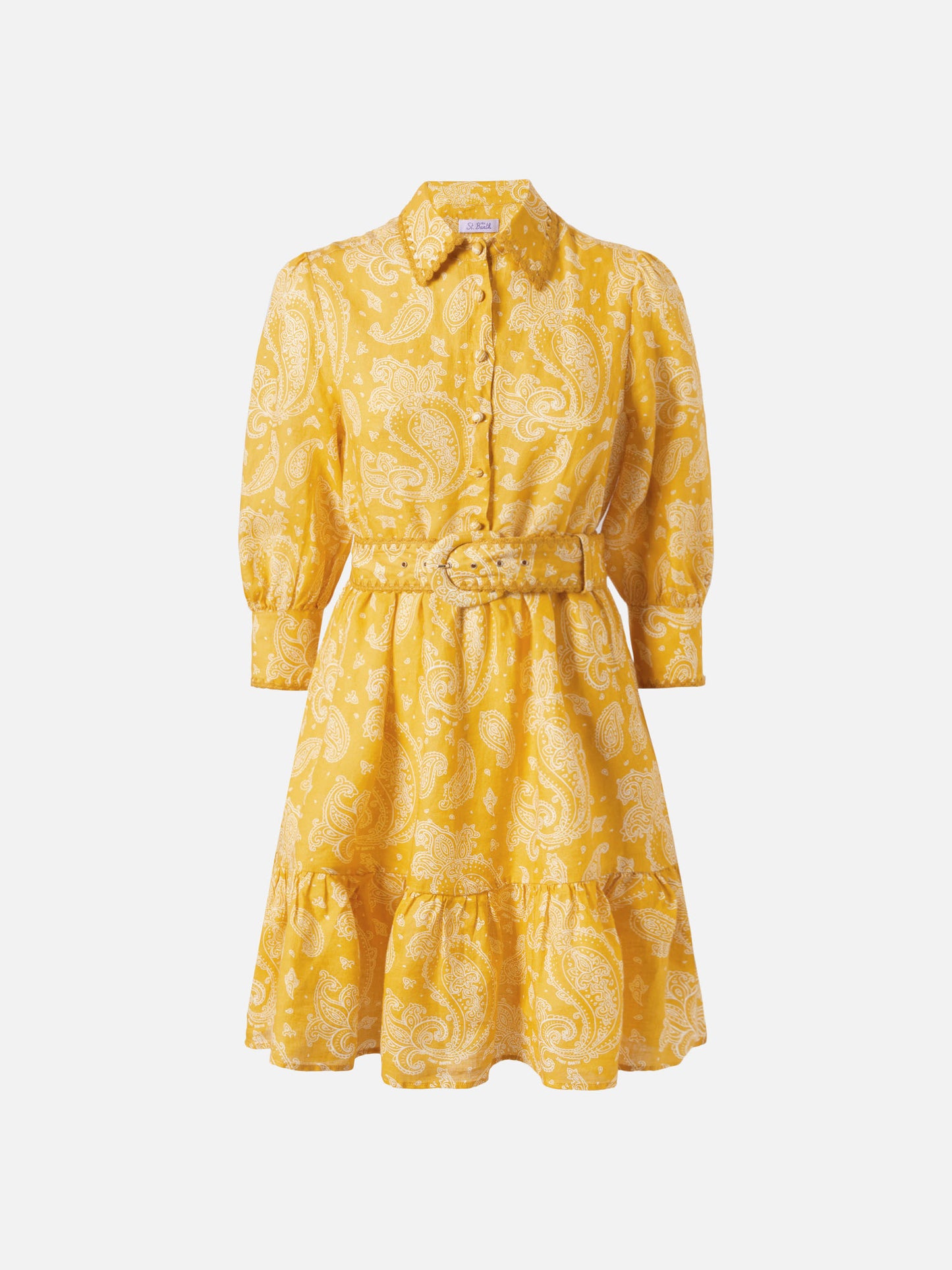 Kurzes Leinenkleid Daisi mit Paisley-Print