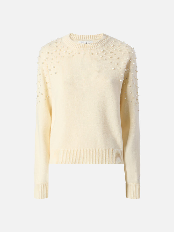 Danya sweater in wool blend with pearl appliqués