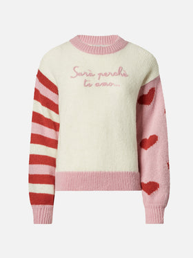 Maglione Danya in alpaca con ricamo Sarà perchè ti amo