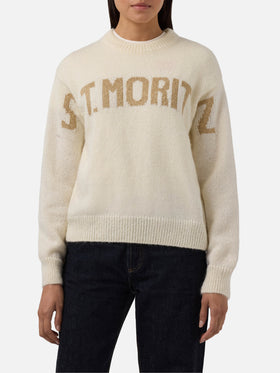 Danya Alpaka-Mischpullover in Weiß mit St. Moritz Jacquard