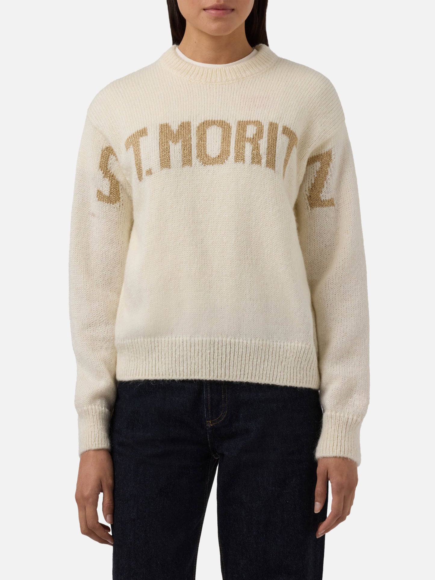 Danya Alpaka-Mischpullover in Weiß mit St. Moritz Jacquard