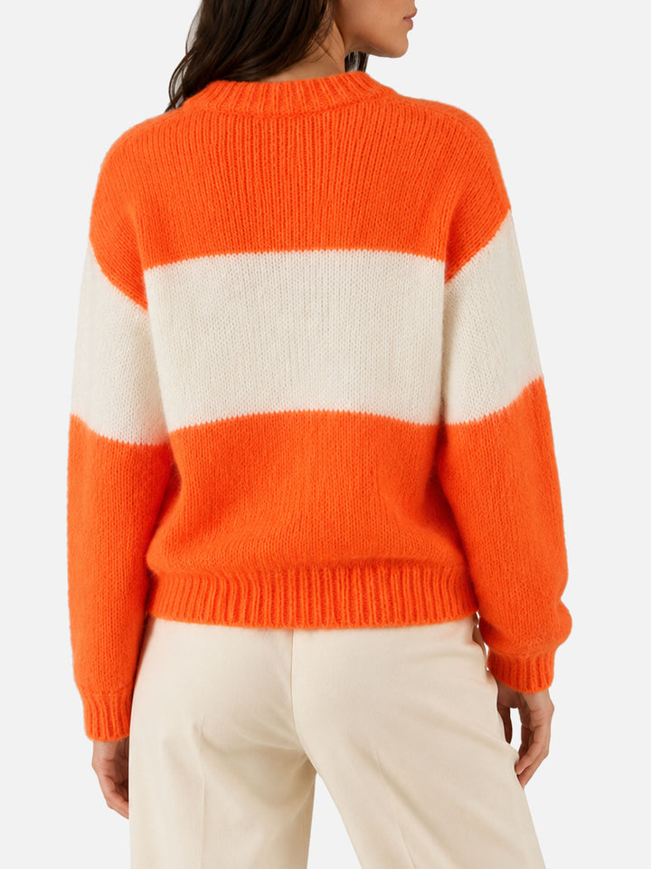 Danya Soft fluo orange sweater with St. Moritz embroidery