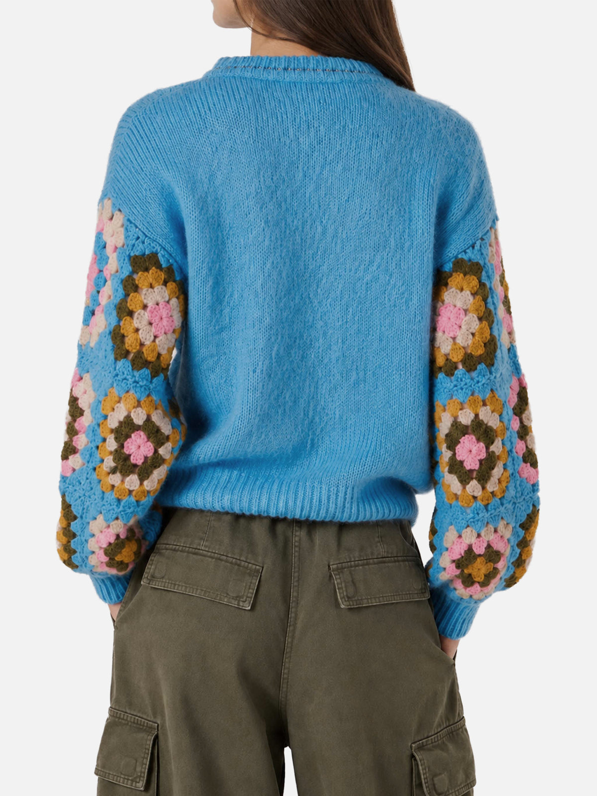 Maglione Danya Soft Crochet azzurro