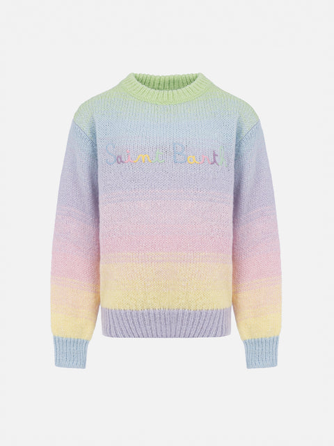 Girl multicolor striped crewneck sweater Danya - MC2 Saint Barth