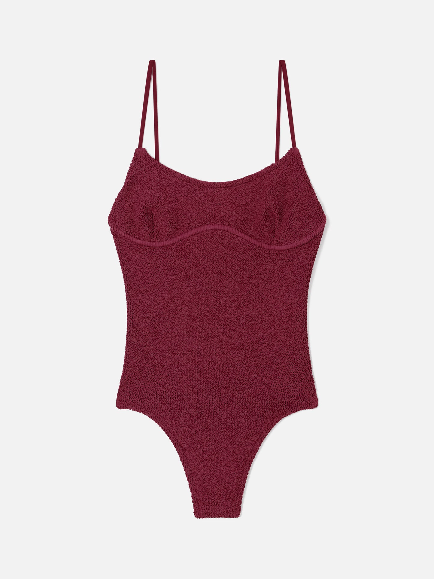 Dara one-piece swimsuit in burgundy crinkle fabric