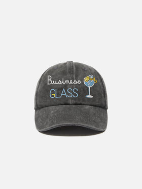 Davis denim baseball cap in black with Business glass embroidery