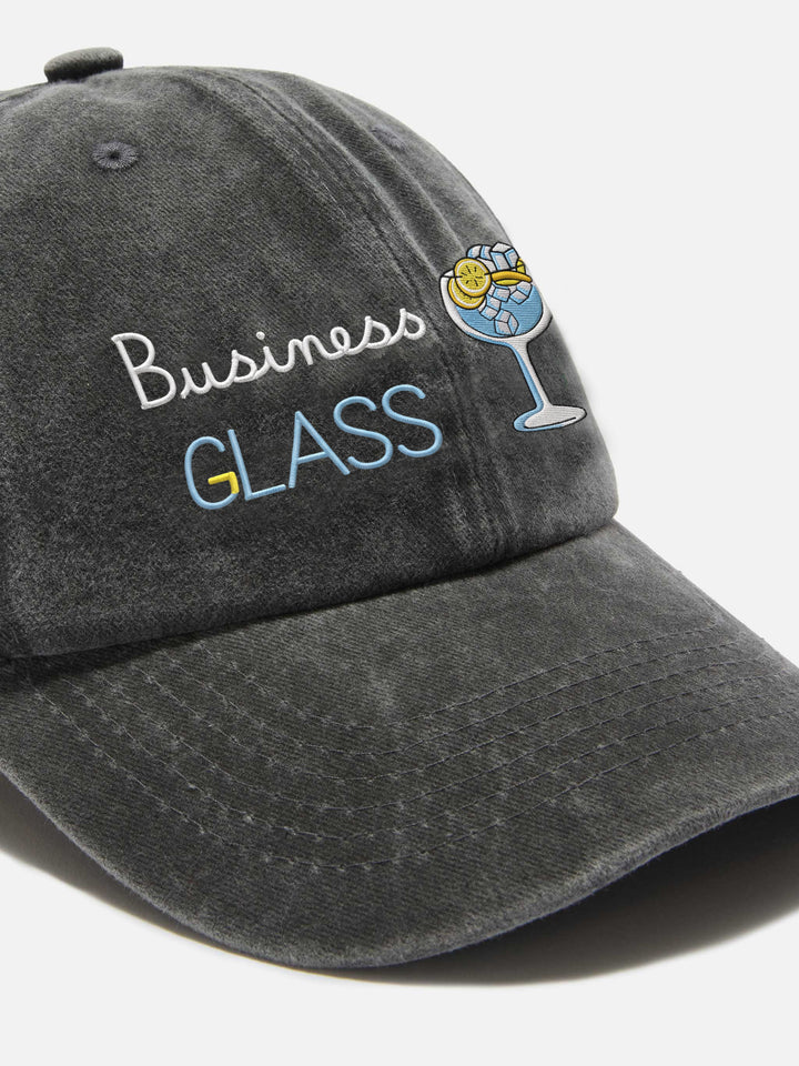 Davis denim baseball cap in black with Business glass embroidery