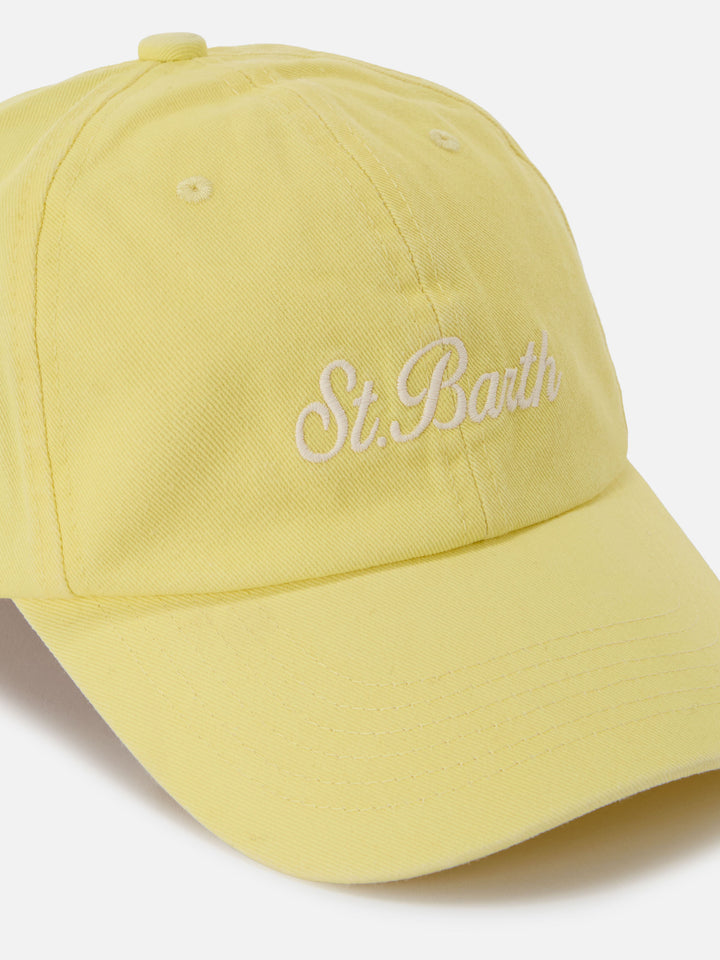 Davis light yellow cotton baseball cap with embroidered logo