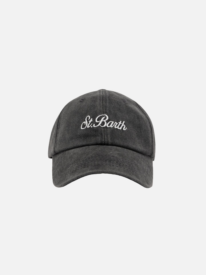 Davis black denim Ball Cap with St. Barth embroidery - MC2 Saint Barth