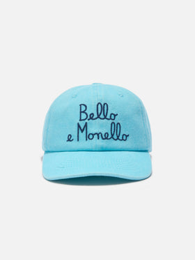 Casquette Davis à visière en coton bleu clair avec broderie Bello e Monello 
