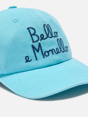 Casquette Davis à visière en coton bleu clair avec broderie Bello e Monello 