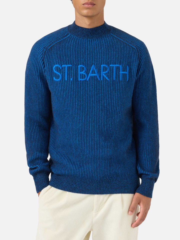 Davos ribbed blue half-turtleneck sweater
