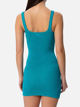 Woman tank teal lurex crinkle dress - MC2 Saint Barth