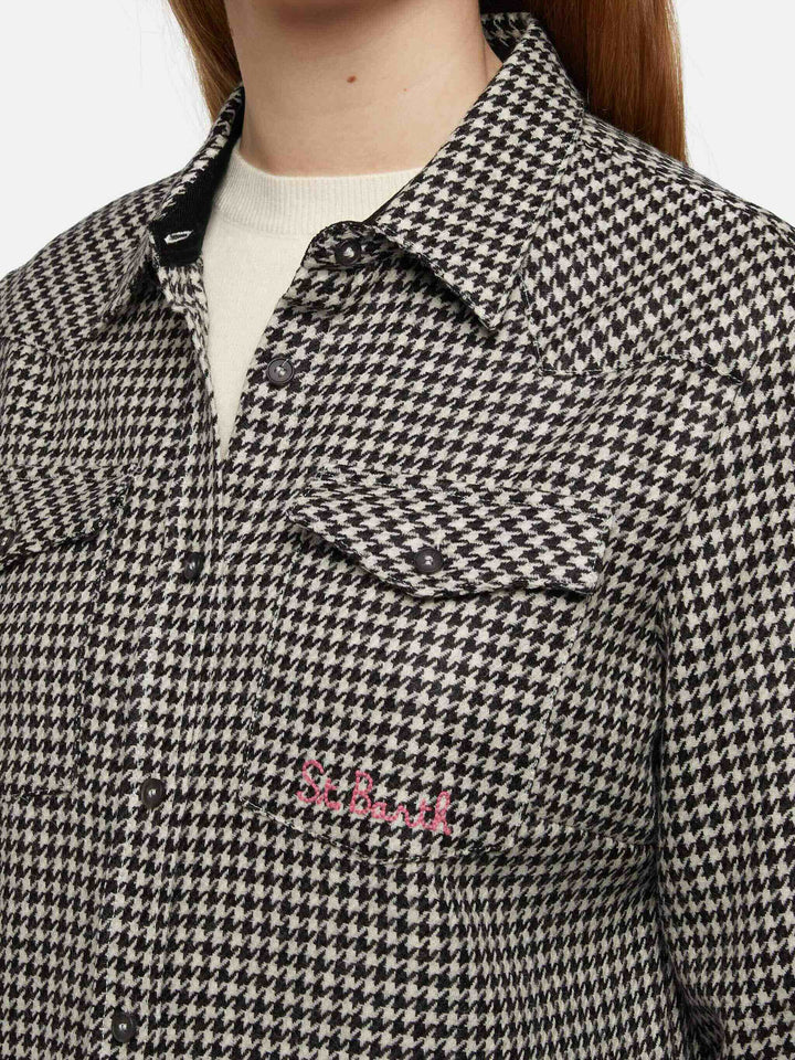 Wool shirt Deer with pied de poul print - MC2 Saint Barth