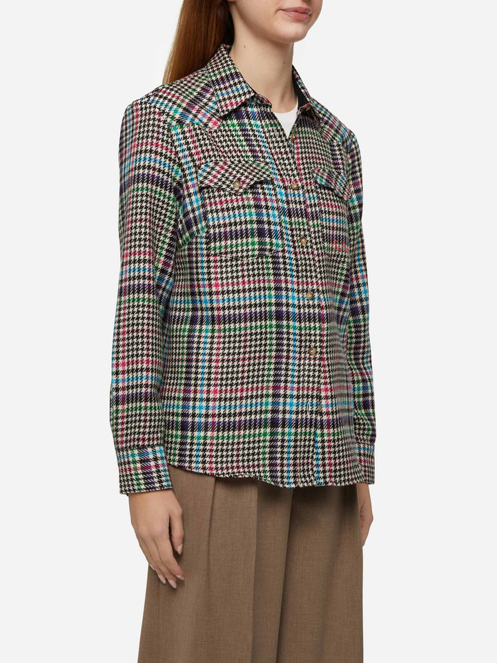 Wool shirt Deer with Prince of Wales print - MC2 Saint Barth