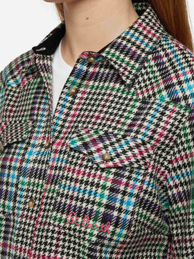 Wollhemd Hirsch mit Prince of Wales-Print