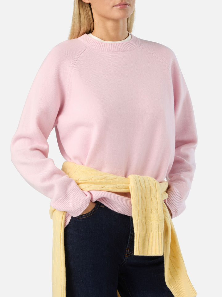 Maglia girocollo Delphine rosa in lana