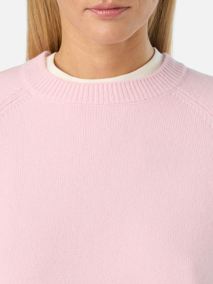Maglia girocollo Delphine rosa in lana