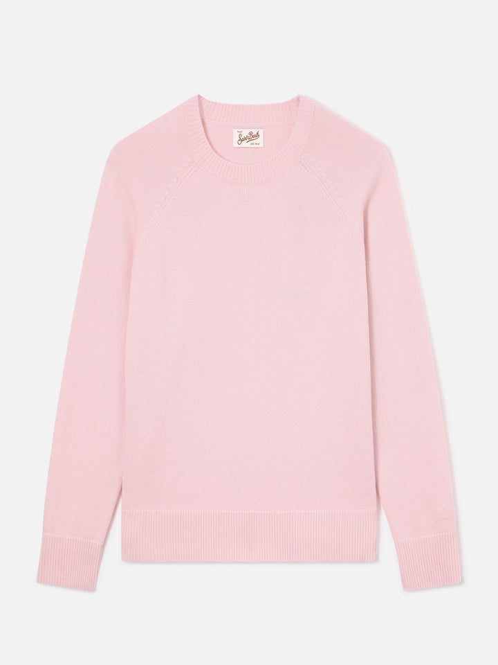 Maglia girocollo Delphine rosa in lana