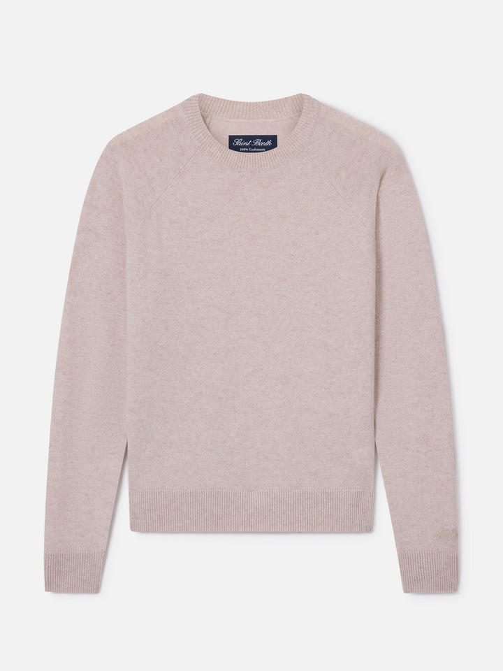 Jersey de punto con cuello redondo Delphine de cashmere en beige 