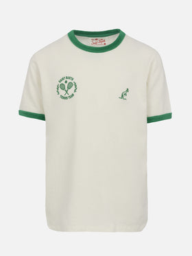 Boy white cotton t-shirt Dean Jr with Australian embroidery | AUSTRALIAN BRAND SPECIAL EDITION - MC2 Saint Barth