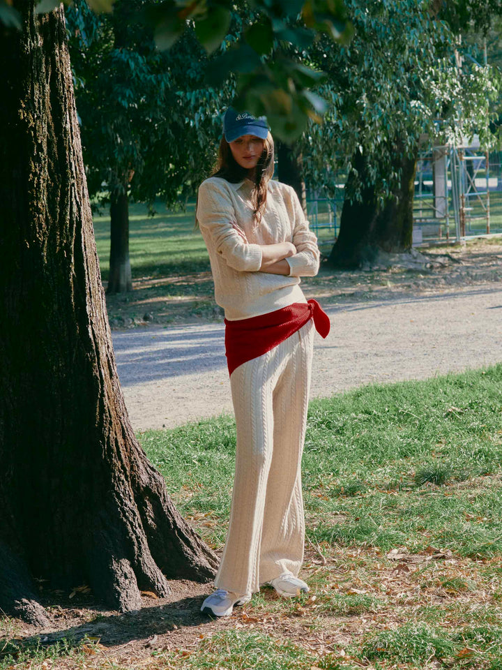 Beige Dinard wool trousers with contrasting trims