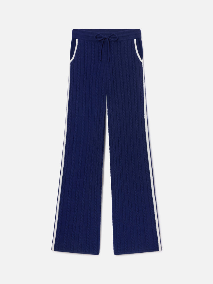 Nachtblaue blue Dinard Wollhose mit kontrastierenden Abschlüssen 