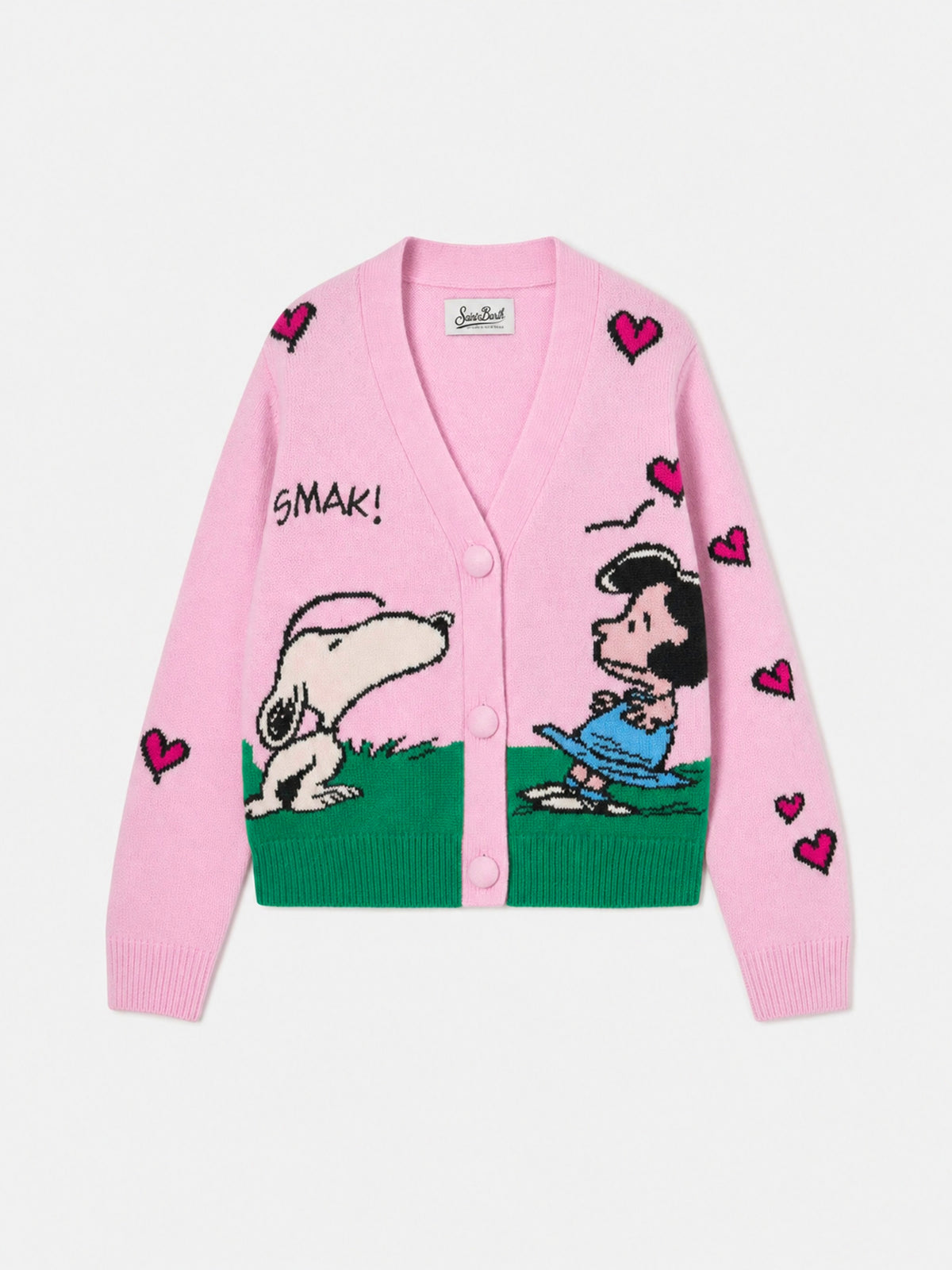 Cardigan Didy rosa con jacquard Snoopy | Special Edition