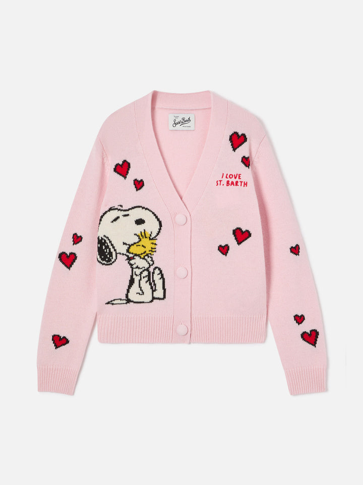 Cardigan Didy rosa con intarsio Snoopy | Special edition