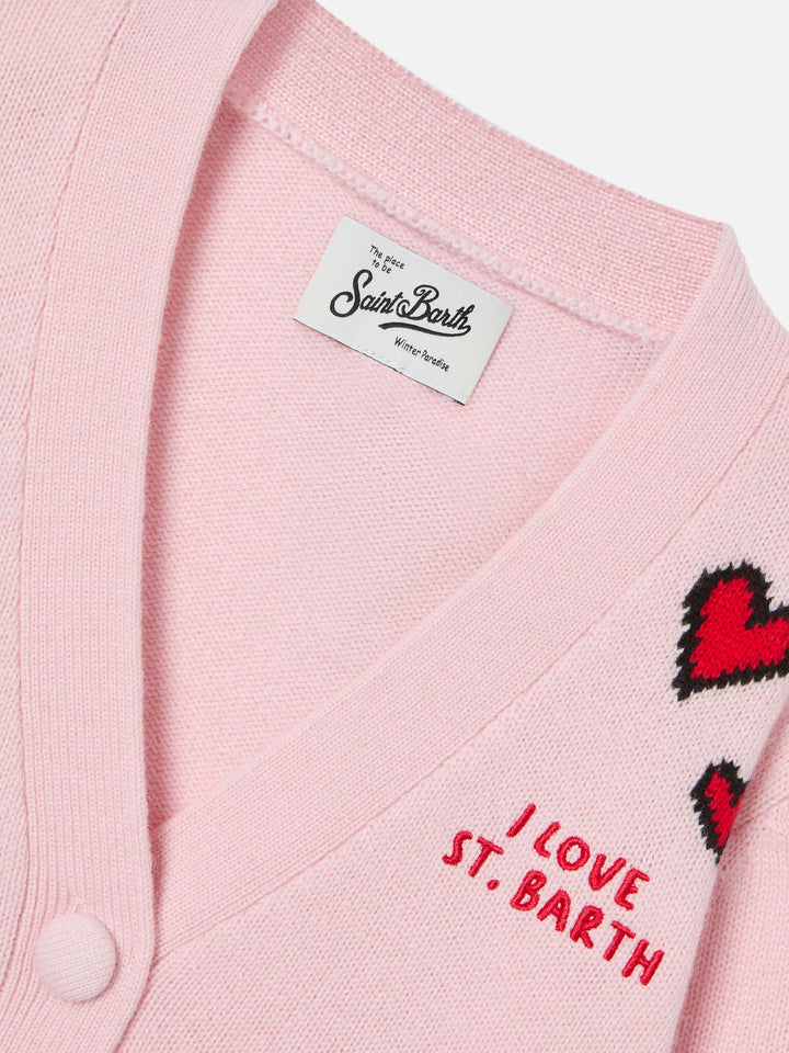 Cardigan Didy rosa con intarsio Snoopy | Special edition