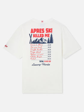 Weißes Oversize-T-Shirt aus Baumwolle Delmar mit Après Ski Killed Me-Print auf der Rückseite 