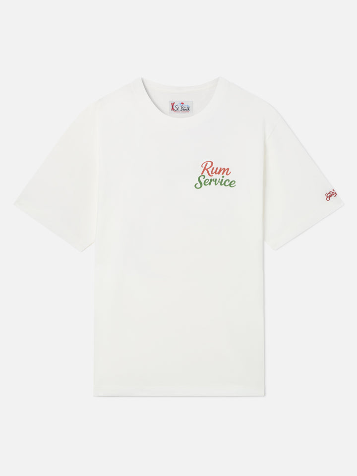 White Delmar oversize cotton t-shirt with back Rum Service print