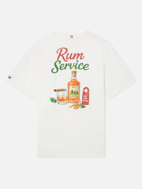 Camiseta oversize de algodón blanca Delmar con estampado Rum Service en la espalda 
