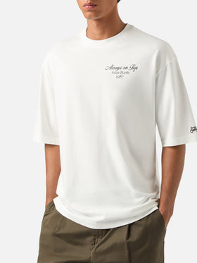 White Delmar oversize cotton t-shirt with back I'm Always On Top print