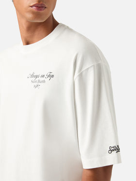 White Delmar oversize cotton t-shirt with back I'm Always On Top print