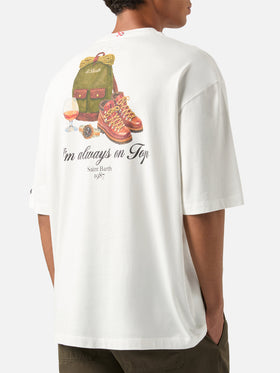 White Delmar oversize cotton t-shirt with back I'm Always On Top print
